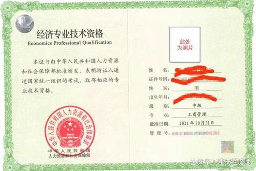 中级经济师证书图片,解锁职业发展新篇章